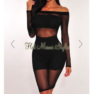 Mesh off the shoulder romper